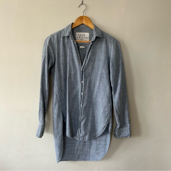 Frank & Eileen Grayson Blue Soft 100% Cotton Button Down Shirt Size XS - Picture 1 of 5